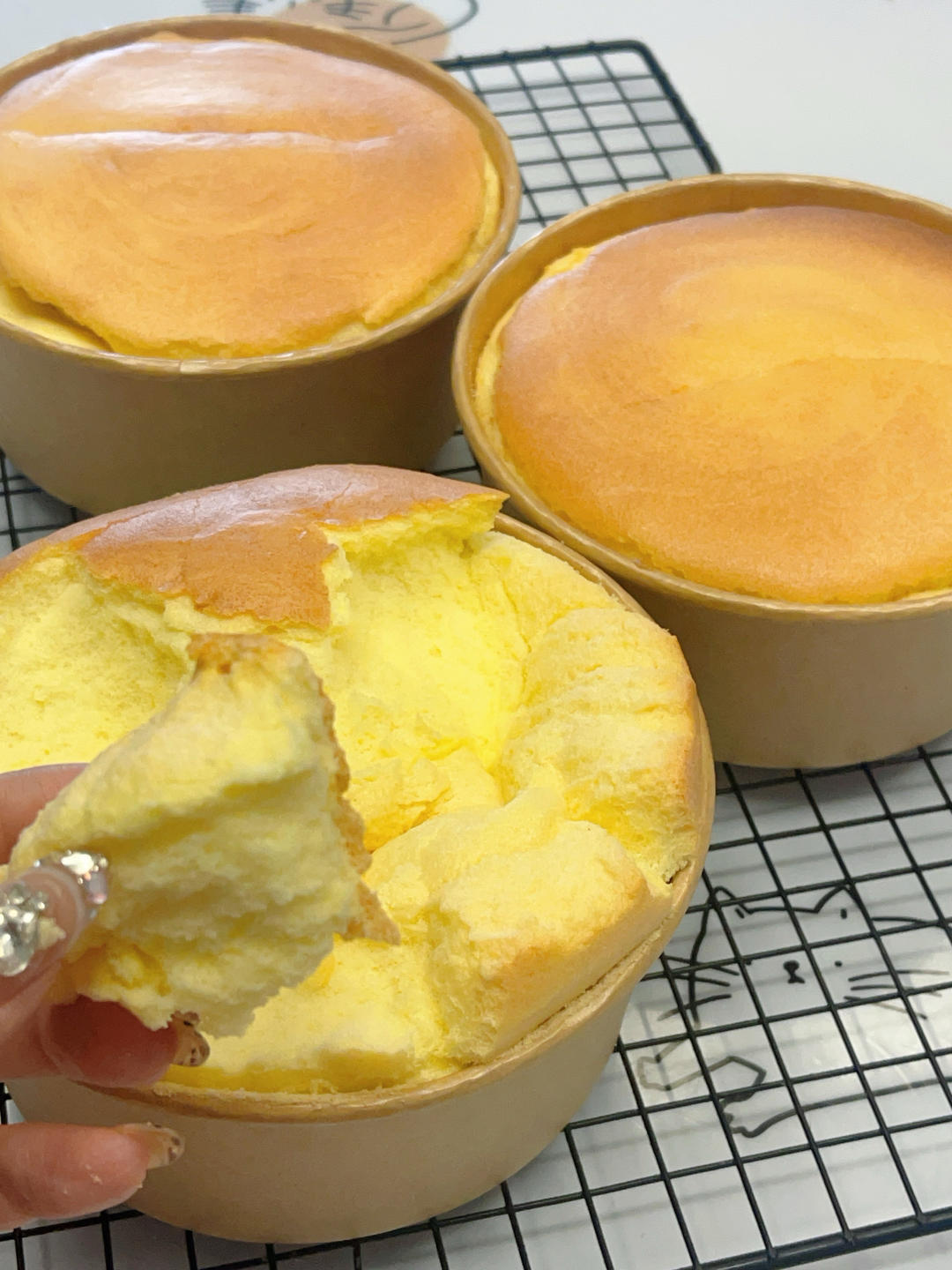 低油低糖版香葱肉松戚风6寸