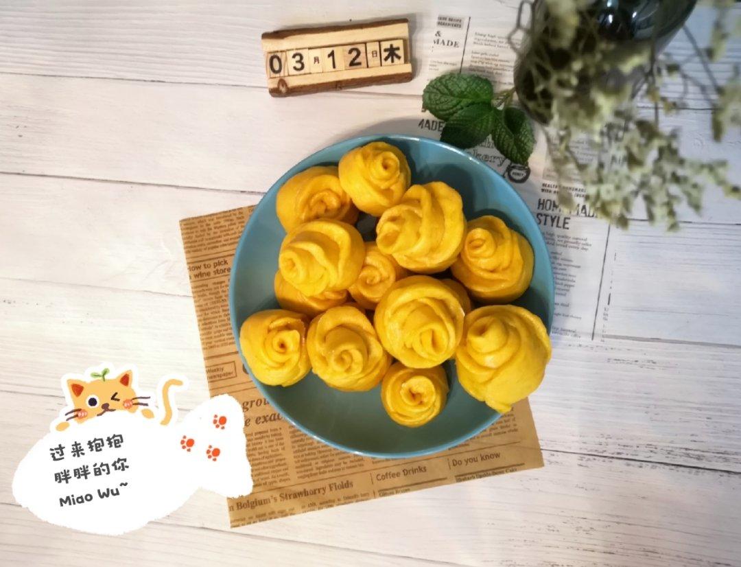 南瓜玫瑰馒头（一次发酵法）