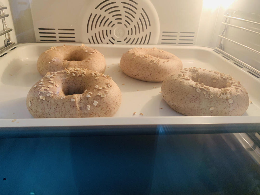 （无油）全麦黑麦贝果bagel~咬劲十足，越嚼越香