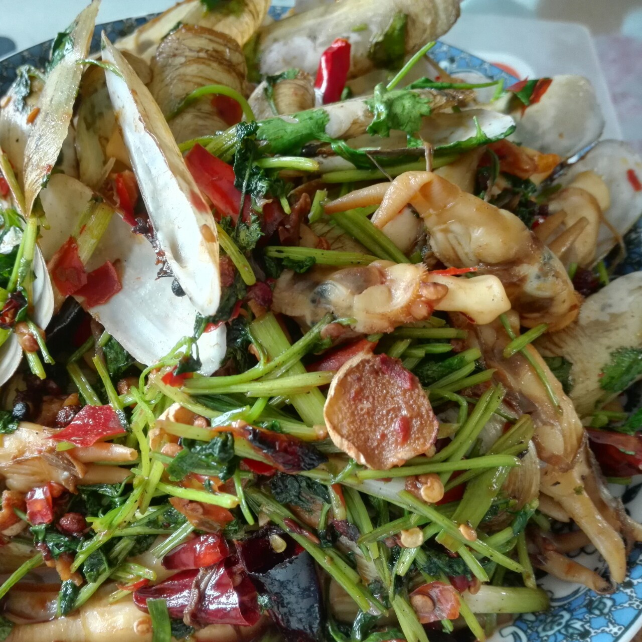 葱油小米辣蛏子