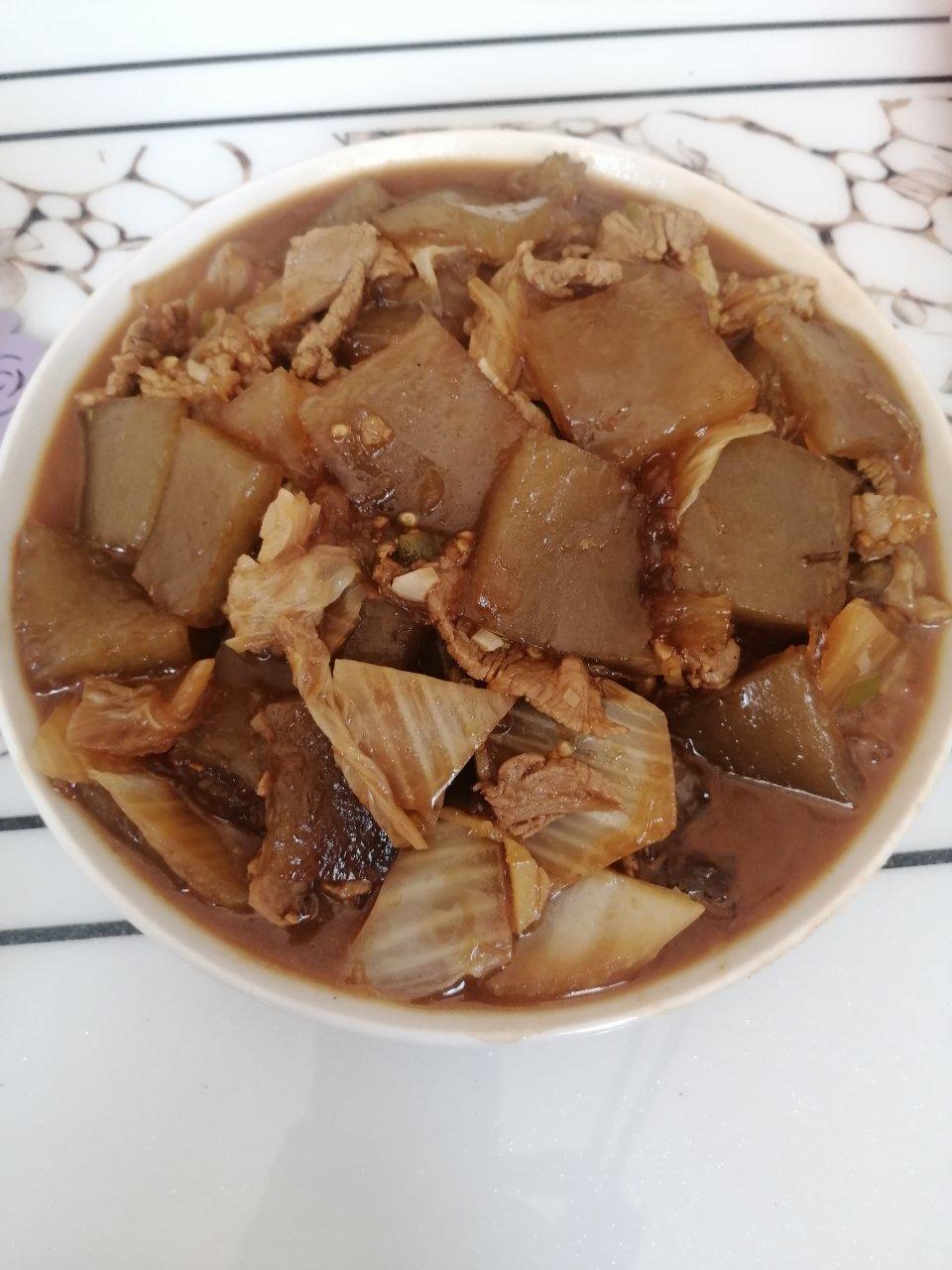 白菜炒粉坨（焖子）