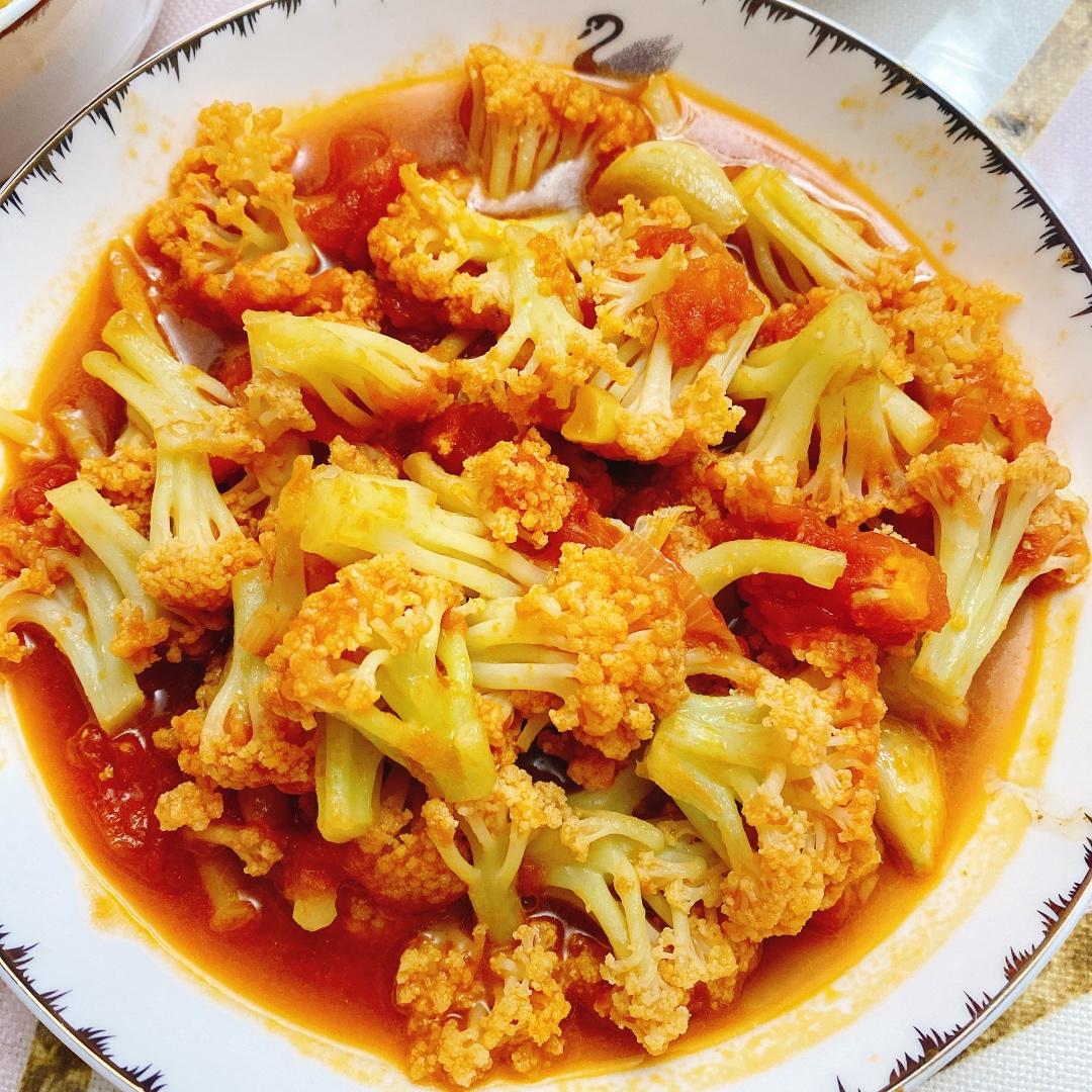 有机花菜炒西红柿