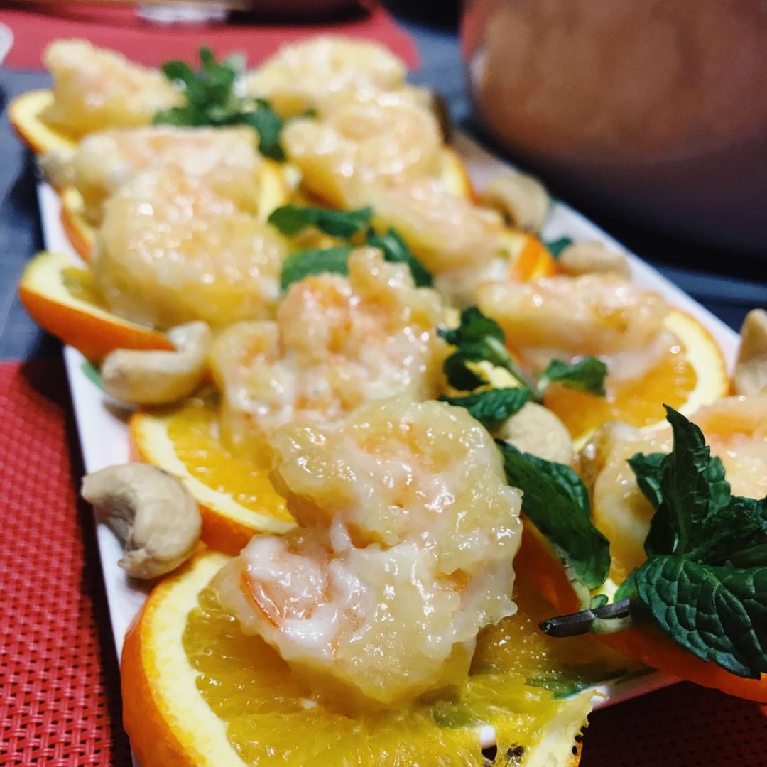 欢喜做年菜：鲜橙腰果沙拉酥虾