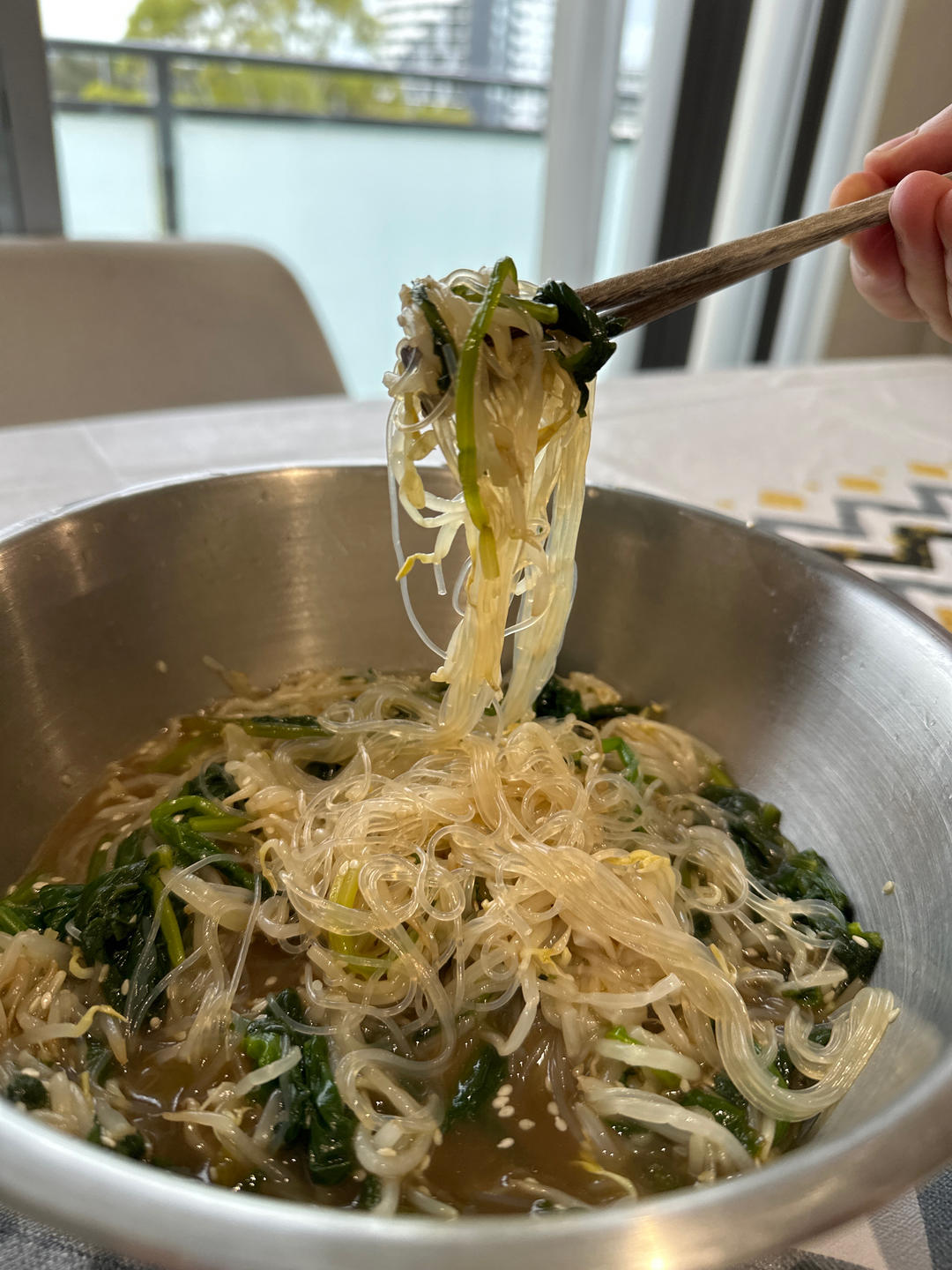 豆芽菠菜拌粉丝