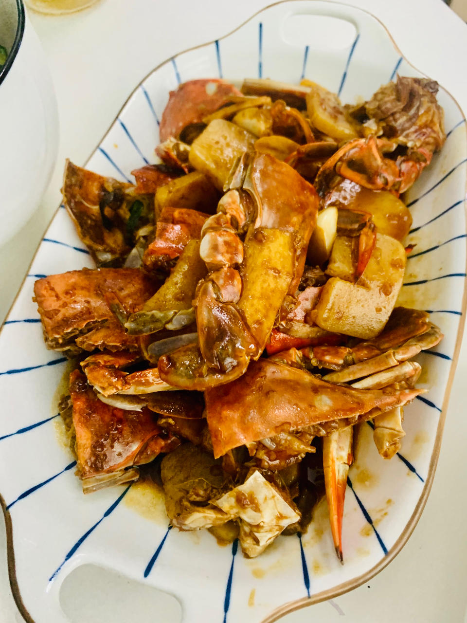 梭子蟹炒年糕～标准的江浙菜