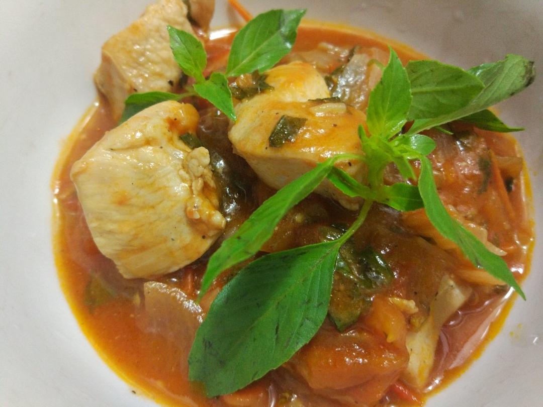 鹰嘴豆番茄罗勒炖鸡肉