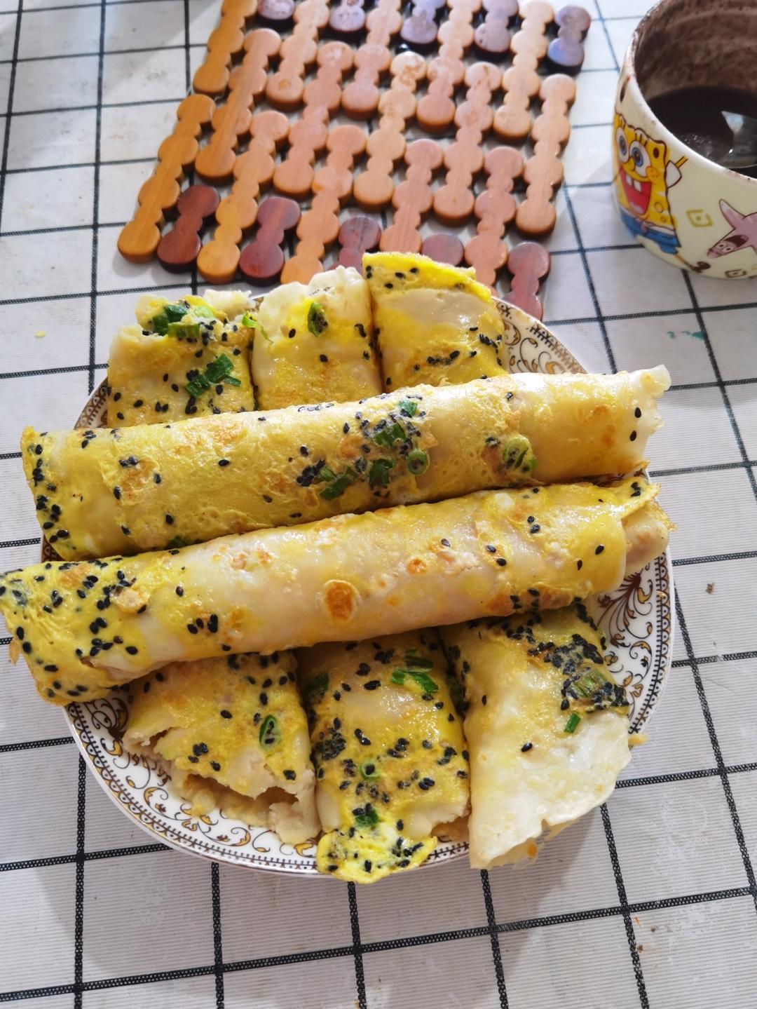 吃过【带肉】的鸡蛋饼么  这么做软软嫩嫩的   能量满满又美味   附细节视频
