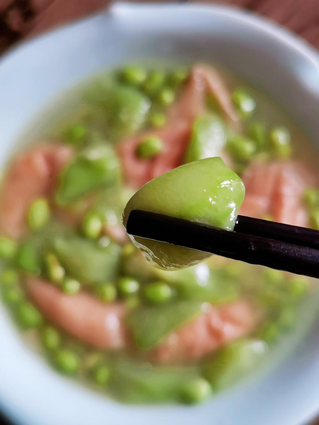 丝瓜毛豆烧油面筋