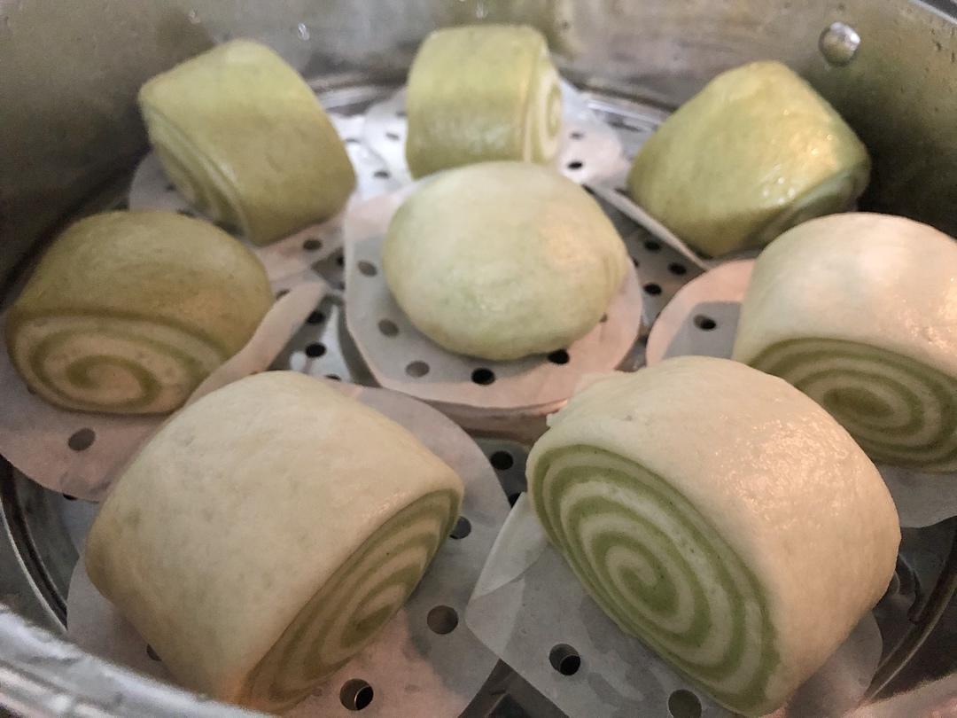 菠菜奶香双色馒头（一次发酵简易版）