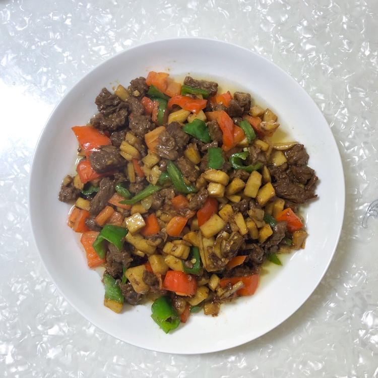 家常菜~杏鲍菇烧牛肉粒