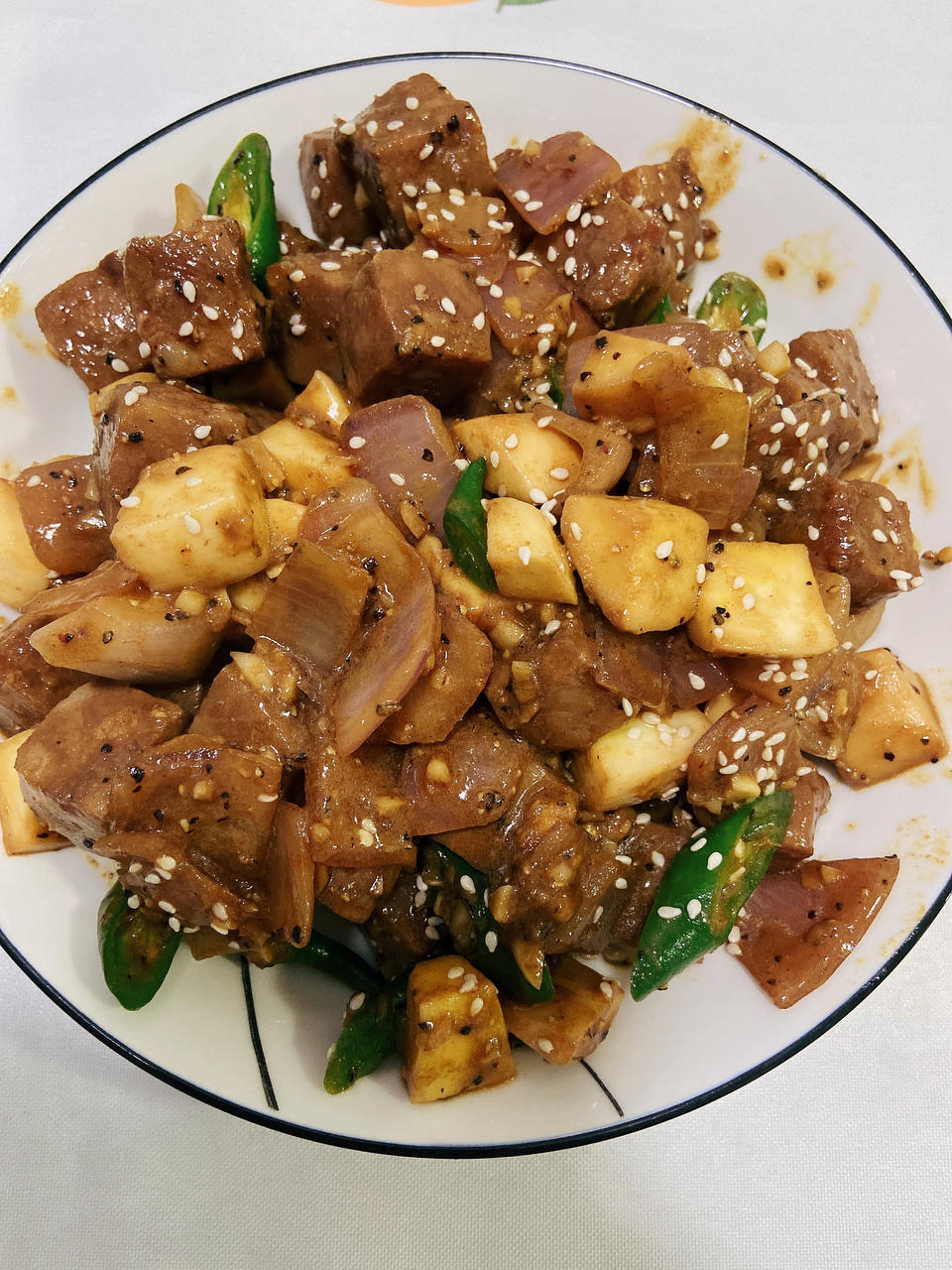 黑椒杏鲍菇牛肉粒