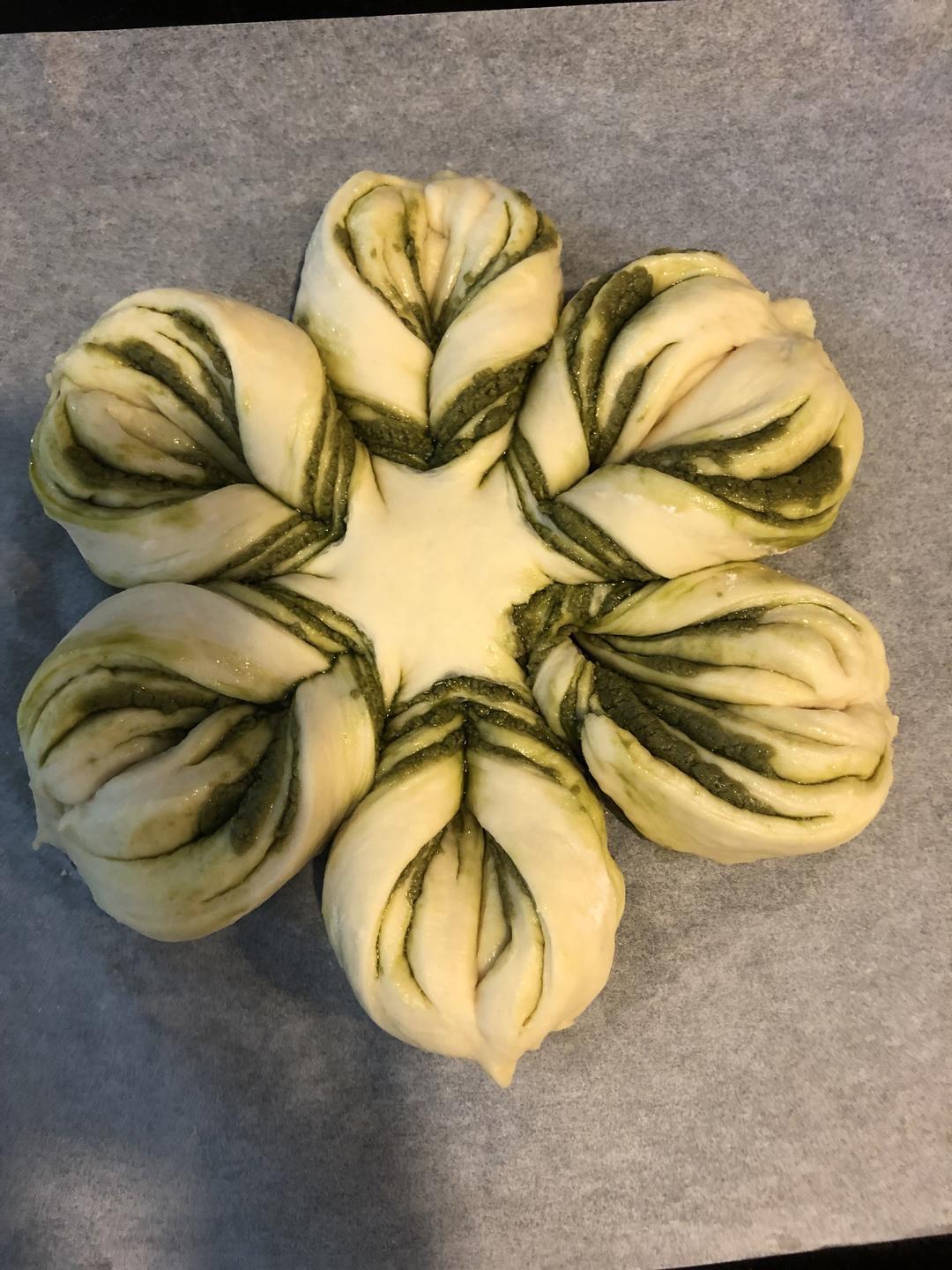 圣诞季之抹茶奶酥雪花包🎄❄️(一次发酵)的做法