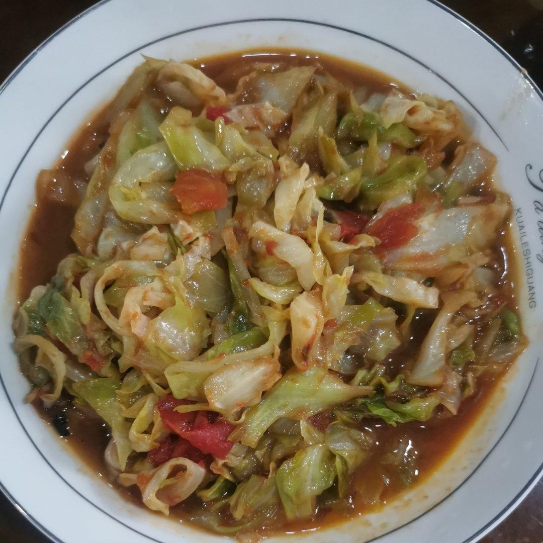 （纯素食）西红柿炒甘蓝