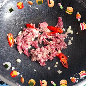 青椒香菇炒牛肉减脂健身餐的做法 步骤4