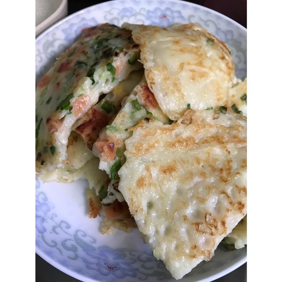 火腿肠葱花鸡蛋饼