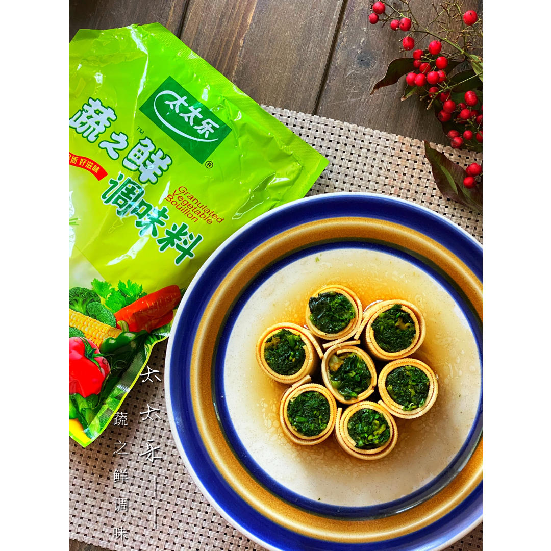 #窈窕蔬女 凉拌菠菜豆皮卷