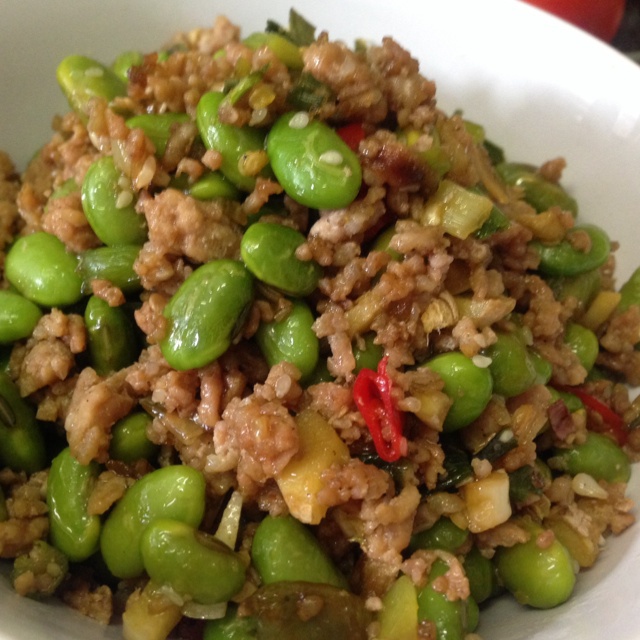 毛豆米炒肉末