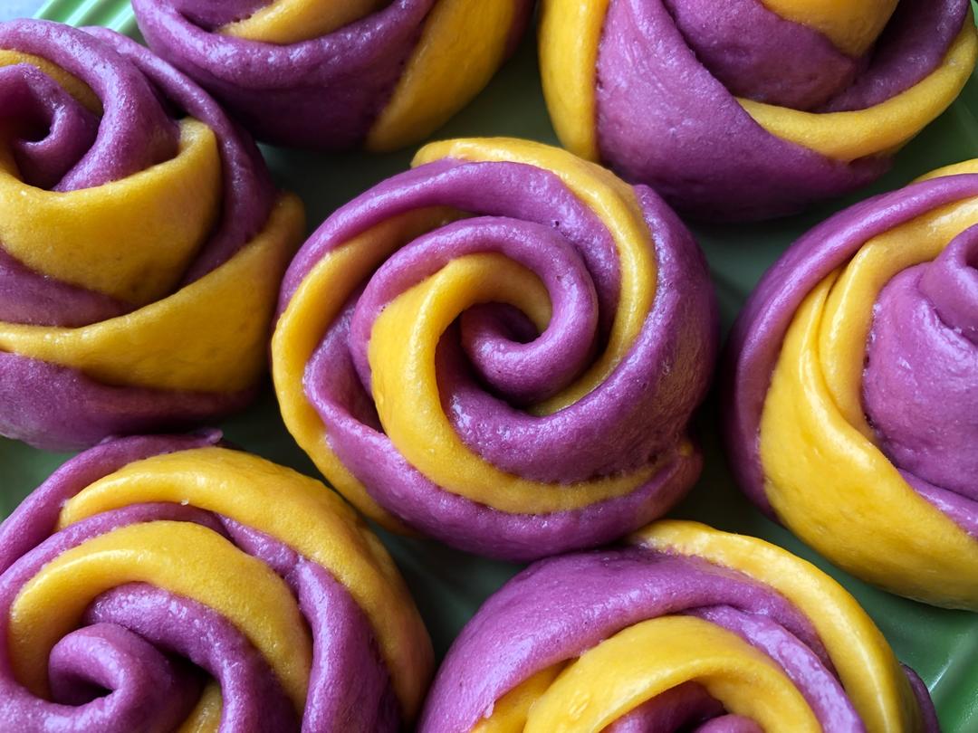 南瓜紫薯花样馒头