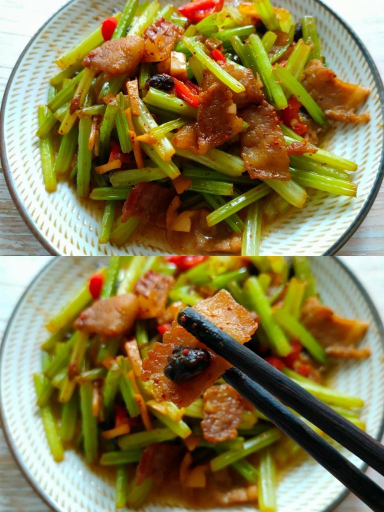 五花肉炒芹菜 也可以用瘦肉