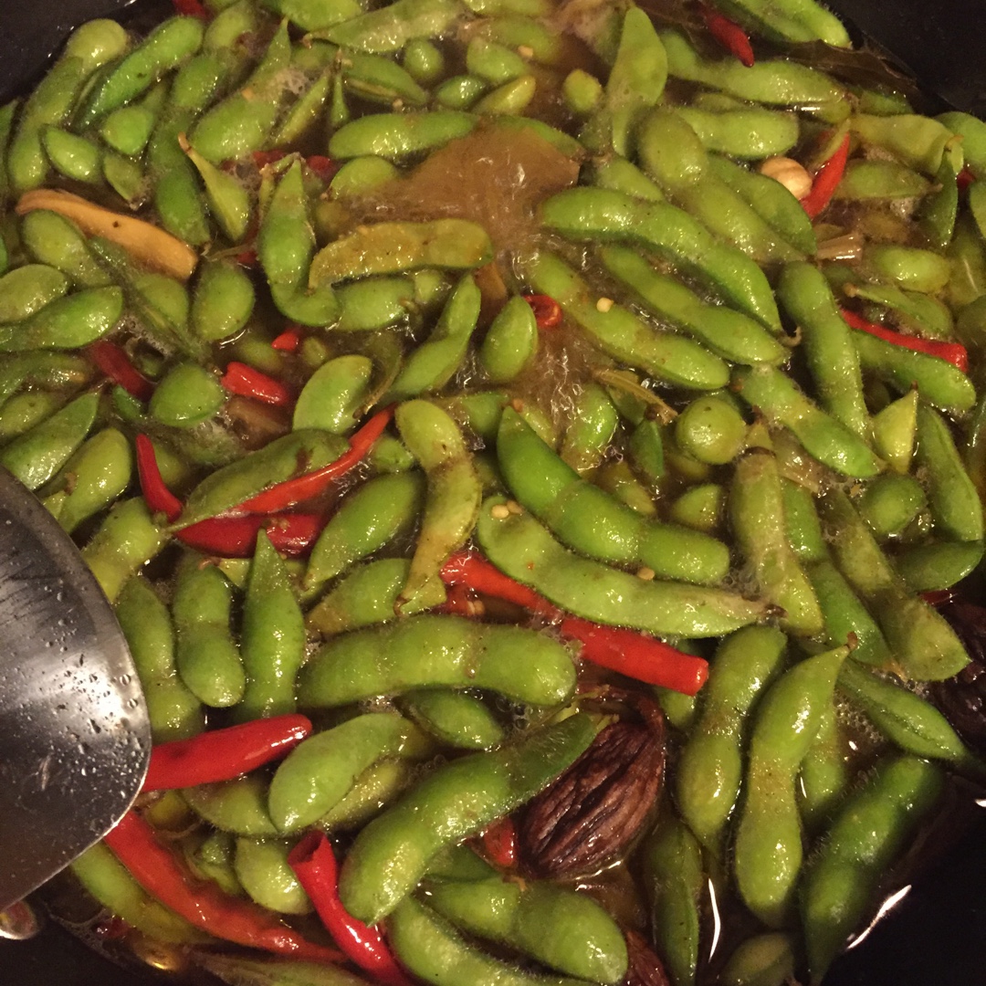 清水幽蓝@做的香辣煮毛豆.五香毛豆
