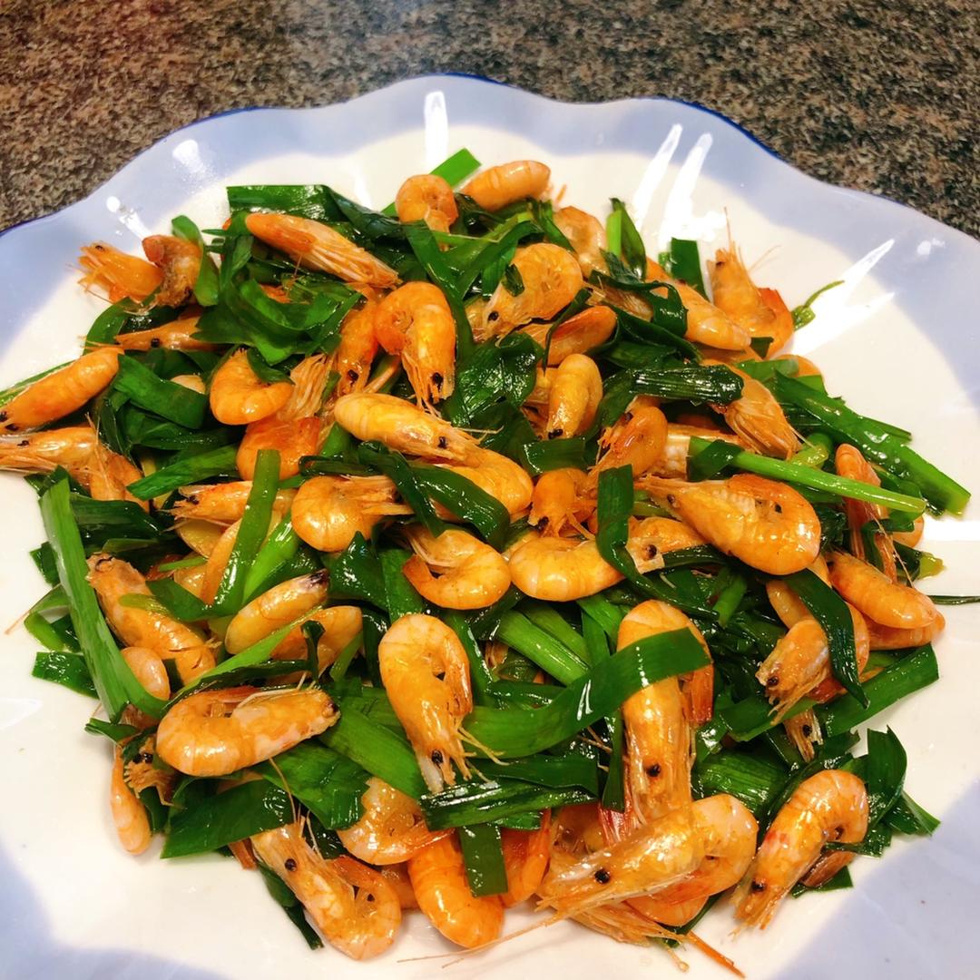 小河虾炒韭菜