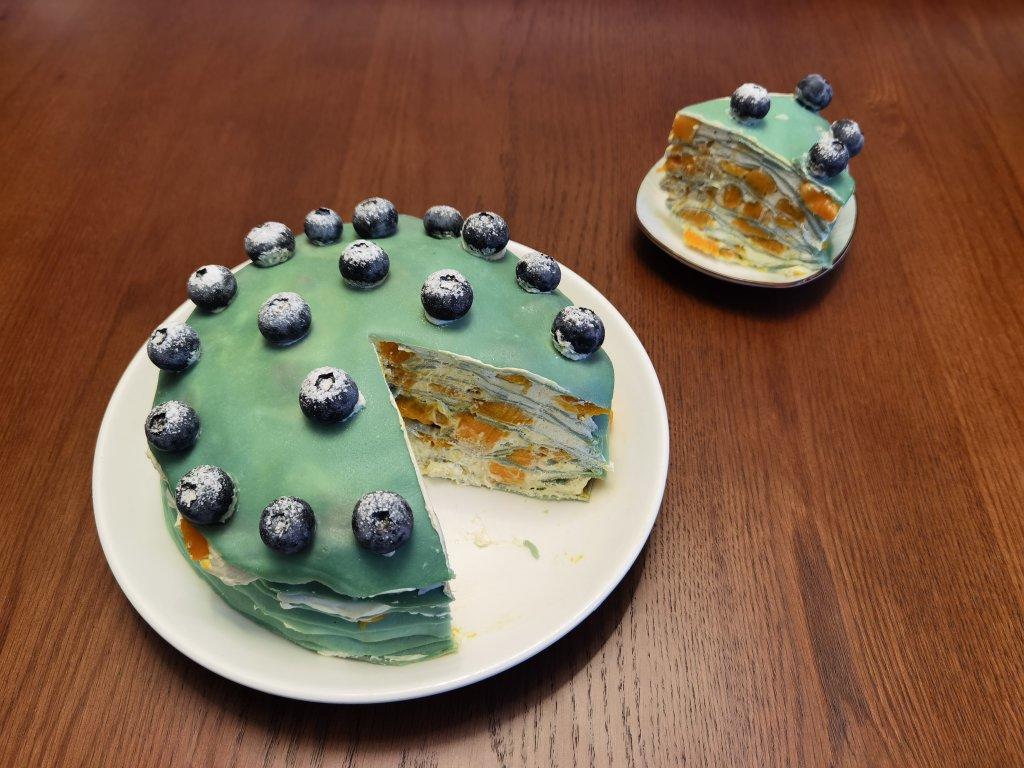 蝶豆花千层蛋糕