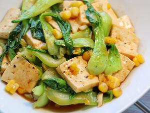 油菜滑豆腐——健康低卡家常菜的做法 步骤11