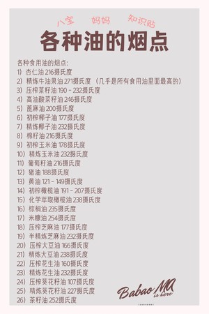 知识贴 各种食用油的烟点 的做法步骤图 八宝妈妈 玛捷斯美食顾问 下厨房 知识贴 各种食用油的烟点 的做法步骤图 八宝妈妈 玛捷斯美食顾问 下厨房