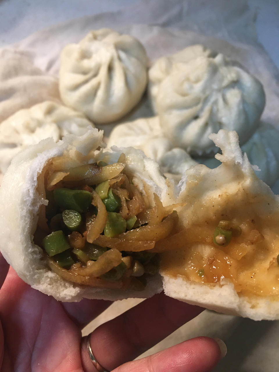 土豆豆角素包子