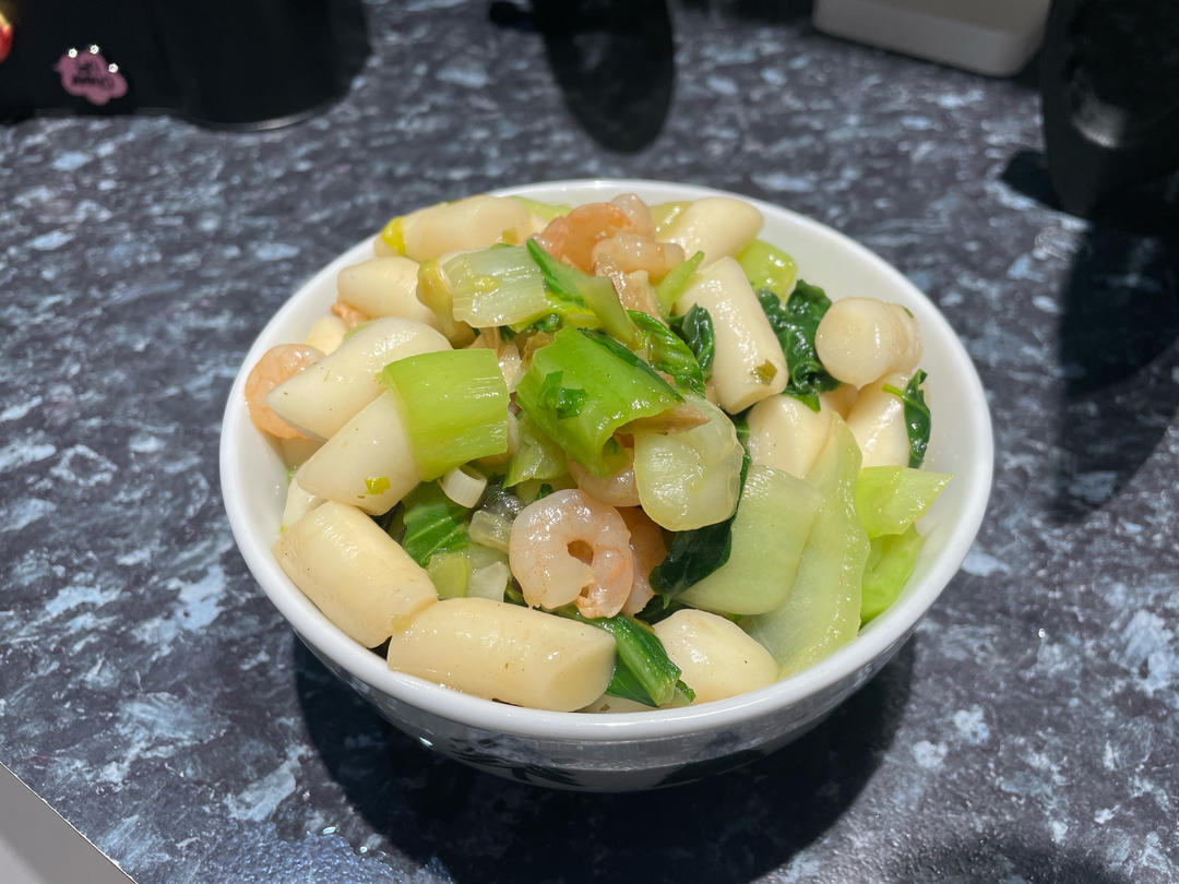 年糕的N种吃法——肉片年糕炒青菜