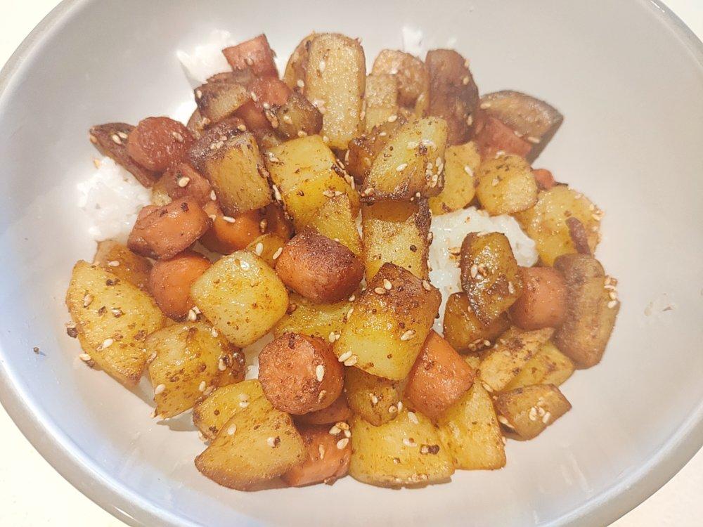 孜然火腿土豆丁