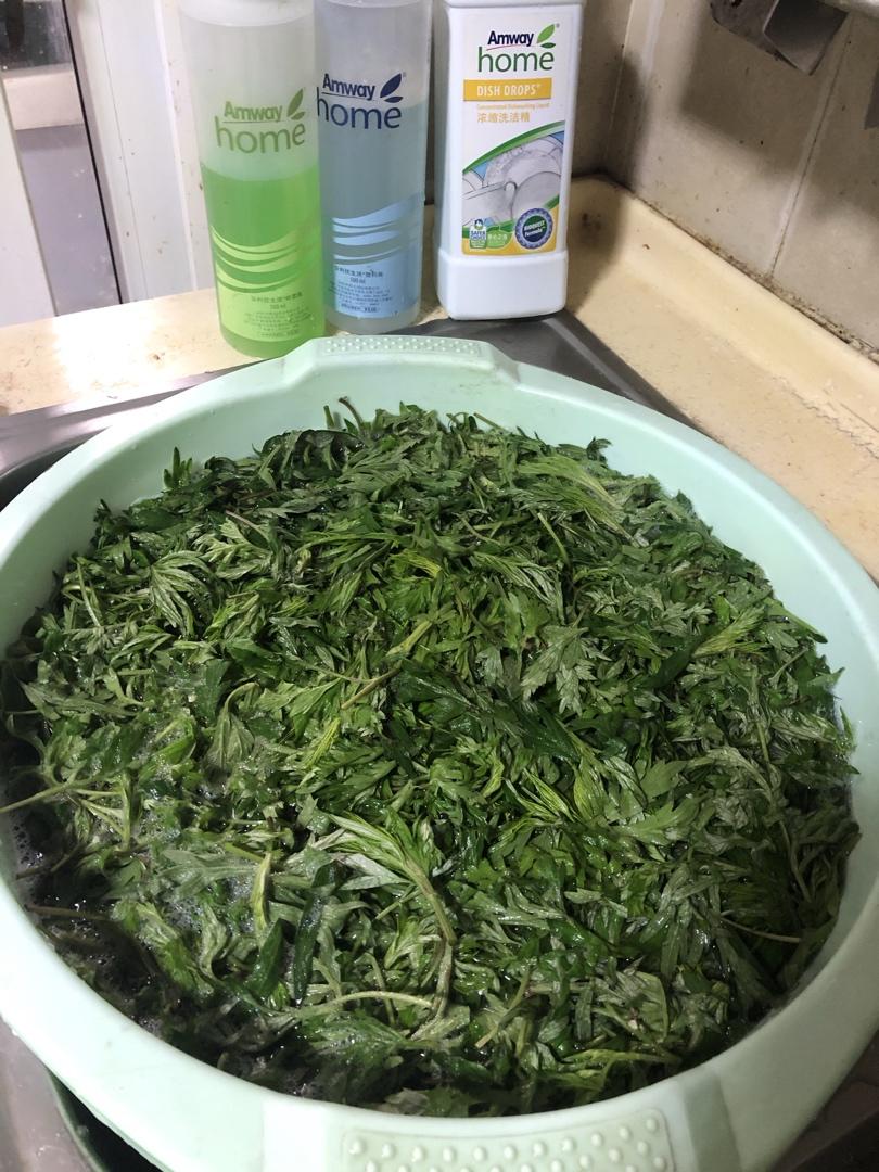 新鲜艾叶处理