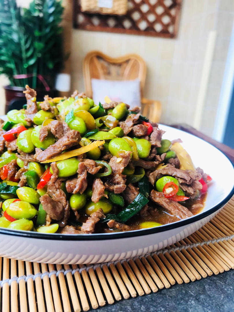 毛豆炒牛肉