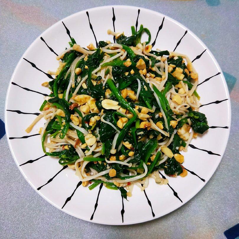 凉拌菠菜金针菇