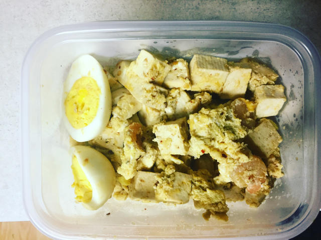 鸡蛋虾仁炒豆腐