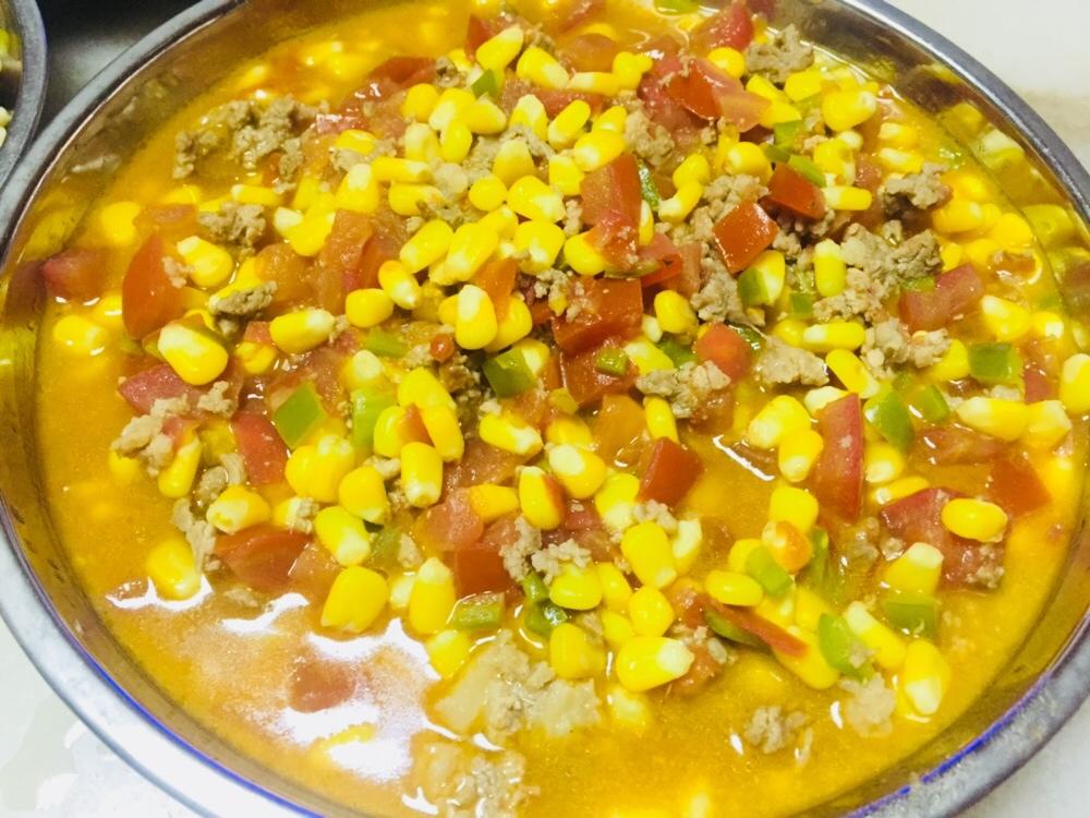 超好吃下饭菜——茄汁肉末玉米粒