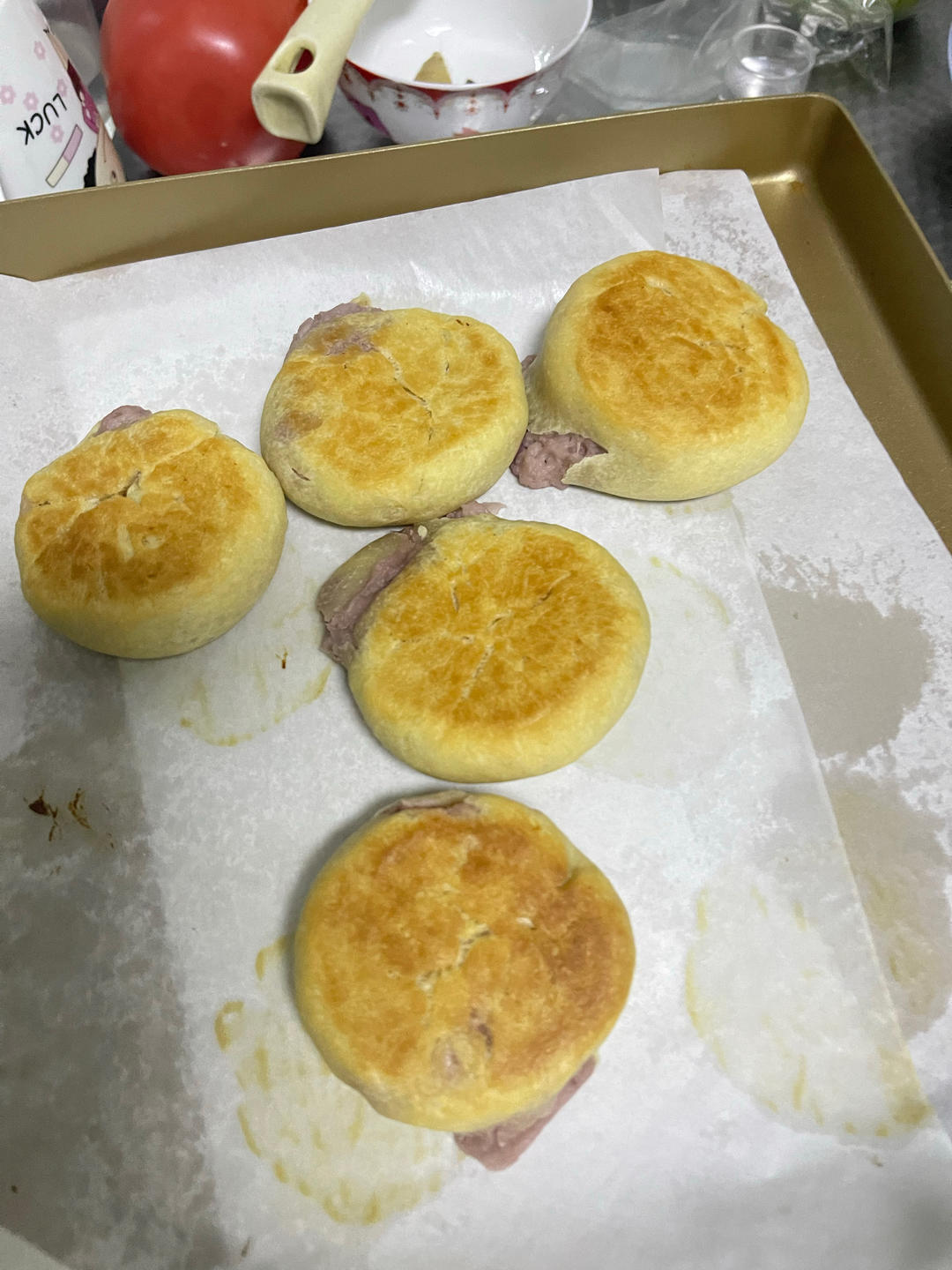 软皮饼—-紫薯芋泥馅（手残党都可成功）