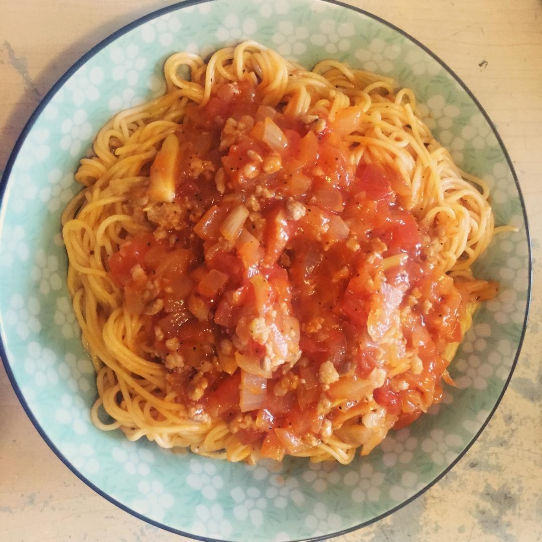 （完胜必胜客的）番茄肉酱意大利面～
