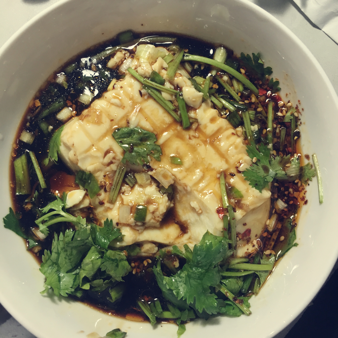香菜小葱拌豆腐