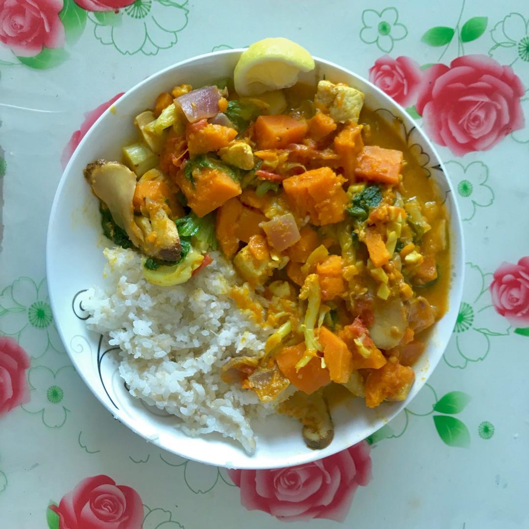 秋日南瓜红薯鸡胸咖喱