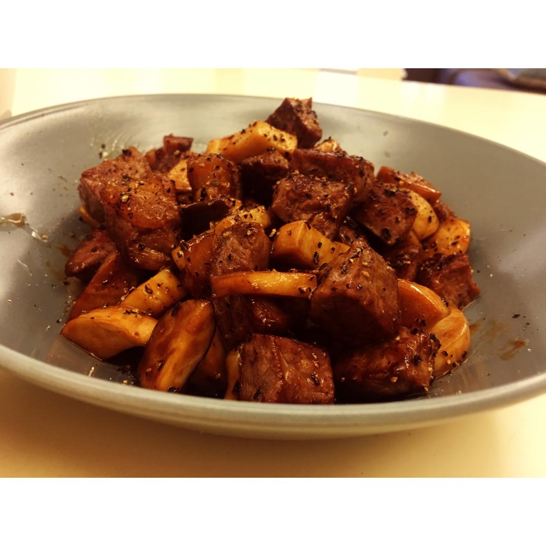 黑胡椒杏鲍菇牛肉粒