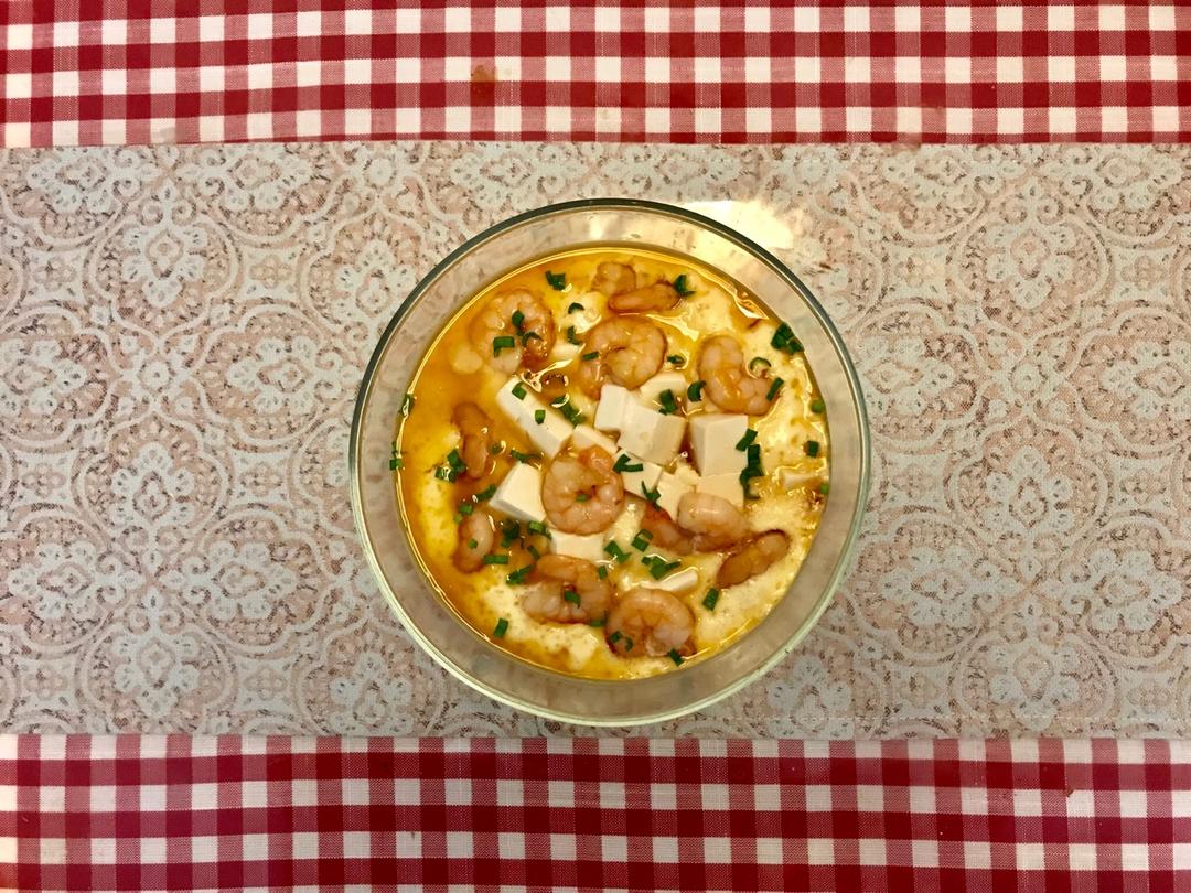 虾仁豆腐蒸水蛋