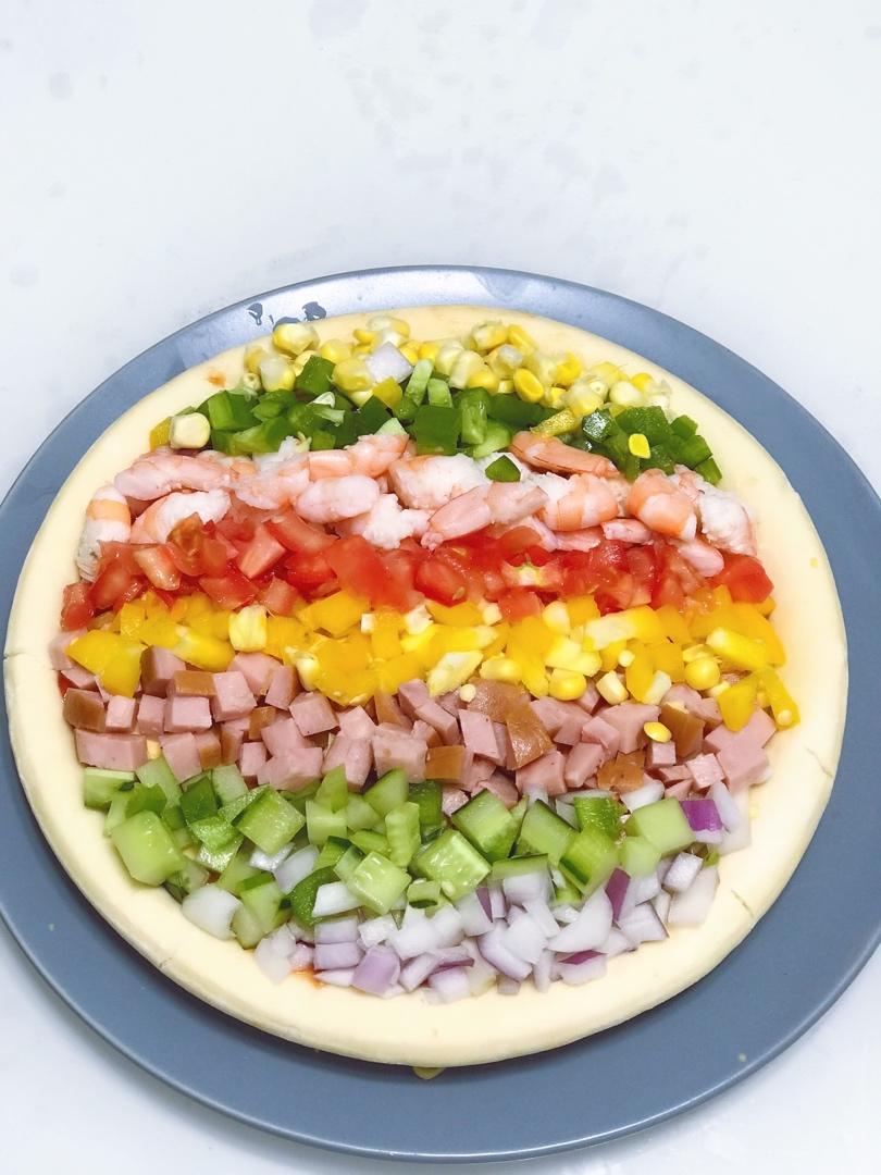 彩虹披萨（附简易手揉薄脆饼坯）