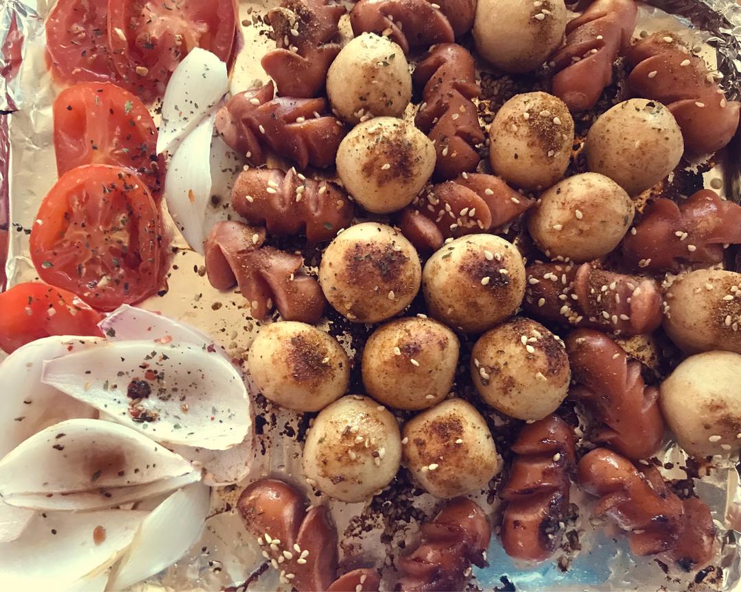 烤鱼蛋脆皮肠(烤箱版)