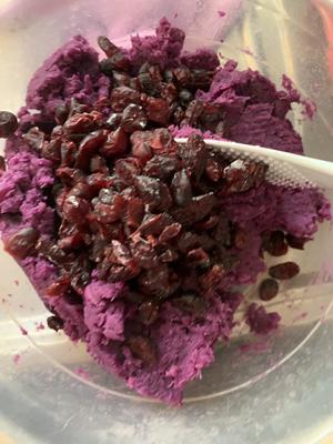 减脂期首选全麦粉制作的主食或零食——不加糖不加油的紫薯蔓越莓馅包子和馅饼的做法 步骤2