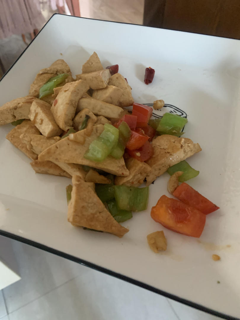 两分钟香煎青椒老豆腐