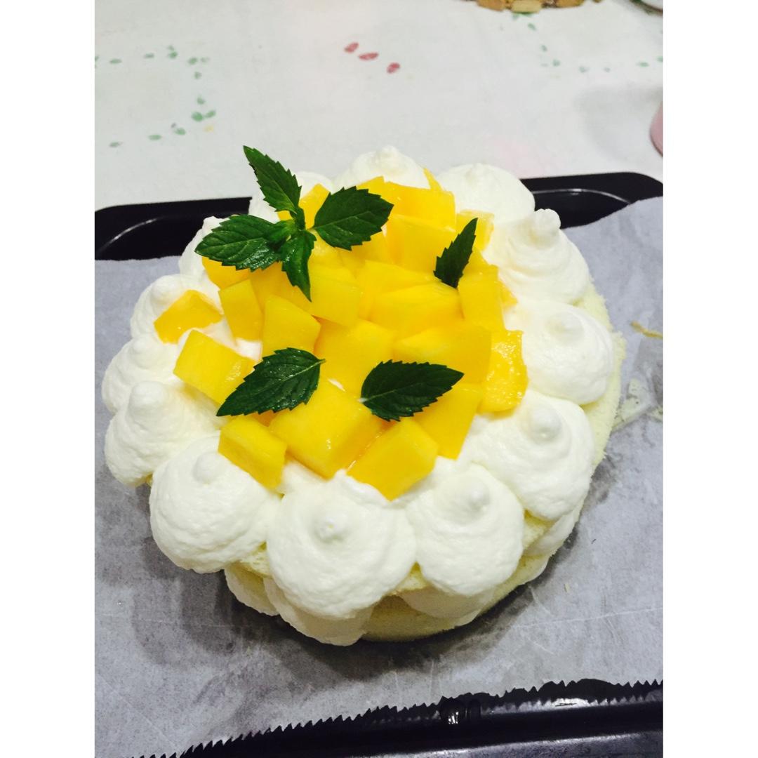 【零失败】不会裱花没关系的水果裸蛋糕 芒果裸蛋糕 完美戚风胚