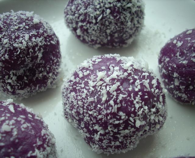 椰蓉紫薯糯米球的做法