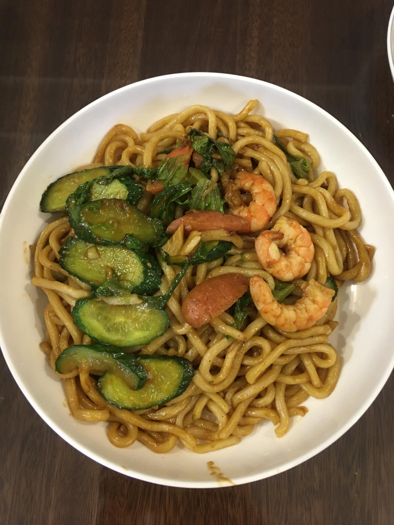 🔥爆好吃的黑椒虾仁炒乌冬面㊙️吃一口就沦陷❗️