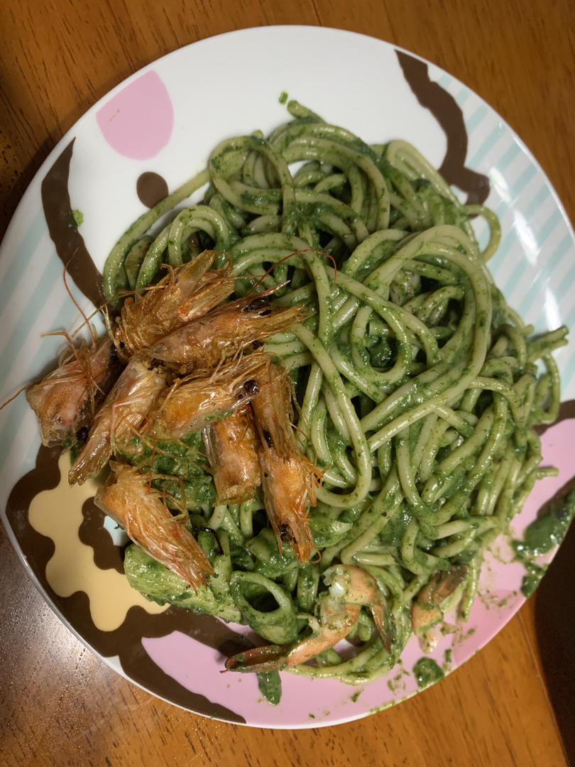 0⃣️难度低卡美味的【虾仁菠菜意面】